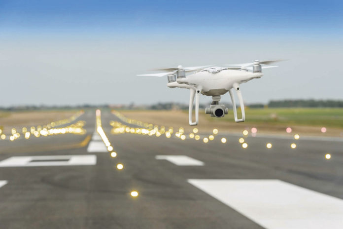 drone sky runway airport lights blue green brown black white flight fly technology Limerick Post Newspaper