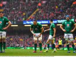 Ireland players, from left, James Ryan, Peter OMahony and Tadhg Beirne during the Guinness Six Nations Rugby Championship match between Wales and Ireland at the Principality Stadium in Cardiff, Wales. Photo by Brendan Moran/Sportsfile