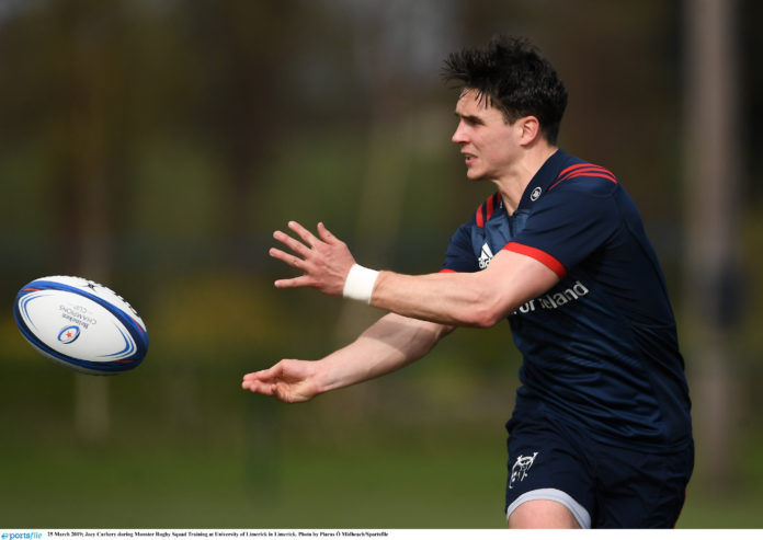 Joey Carbery during Munster Rugby Squad Training at University of Limerick in Limerick. Photo by Piaras Ó Mídheach/Sportsfile