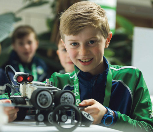 Over 120 primary school students waged war with their self-designed sumo wrestling robots at the 5th annual Analog Devices Primary School Robotics Competition. Tom Ryan, Killinure National School, Boher, Co. Limerick. Students from Scoil Mhuire National School, Broadford, Co. Limerick were crowned the 2019 Analog Devices Primary School Robotics Champions. Photo: Oisin McHugh True Media