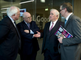 Dr Vincent Power, Head of the EU, competition and procurement group at A&L Goodbody, Prof John Friel – University of Limerick , The Hon. Mr Justice John Murray, Chief Justice of Ireland from 2004 – 2011 and Professor Shane Kilcommins, Head, School of Law, University of Limerick pictured at an A&L Goodbody Brexit Executive Briefing to launch the ALG Moot Appeal Court at University of Limerick. Pic: Don Moloney