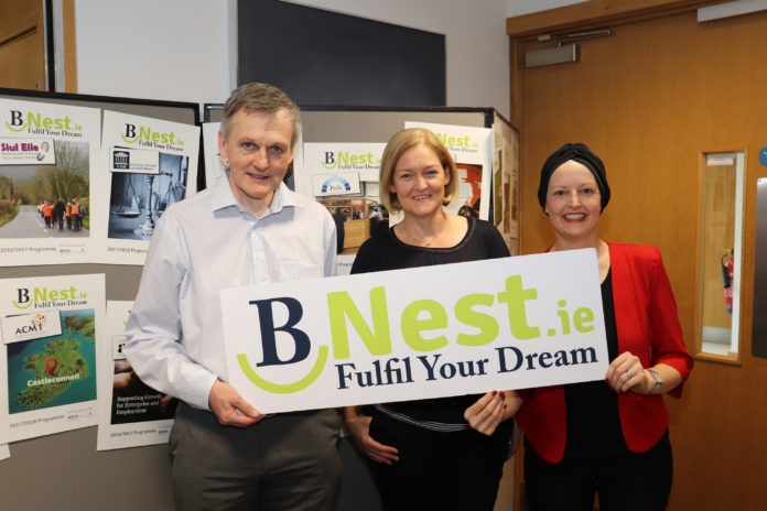 Pictured at the BNest Social Enterprise Incubator Showcase 2019 at Nexus Innovation Centre, UL was Eamon Ryan, BNest Founder, Dr Sarah Miller, CEO of The Rediscovery Centre and Gert O'Rourke, Centre Manager, Nexus Innovation Centre. Picture: Orla McLaughlin/ilovelimerick.