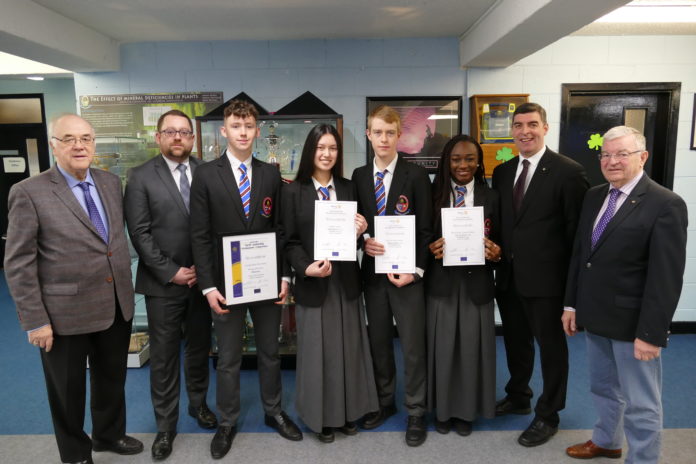 Tony Brazil, Rotary, Chair BOM, Stephen O’Connor, Rotary Youth Service Chair, GM Strand Hotel Limerick, Finnian Brady Halmschlag, Sophie Yeung, Brendan Power, Debra Kylie Chioma Ejikeme, John Kelly, Fergus Quinlivan, Secretary Limerick Thomond Rotary Club