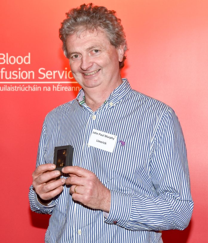 John Paul Murphy from Dooradoyle pictured at the Irish Blood Transfusion Service Awards Ceremony in Rochestown Park Hotel, Cork on Sunday. Picture. John Sheehan Photography