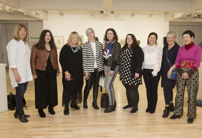 Attending the opening of REGARD X in the Bourne Vincent Gallery were Mary Kelly, Diane Copperwhite, RHA, RHA President Abigail O’Brien, Alice Maher, Mary O’Dea, Pamela Dunne, Yvonne Davis, Curator, Visual Arts, UL, Deirdre A.Power and Janet Mullarney. . Photograph Liam Burke/Press 22.