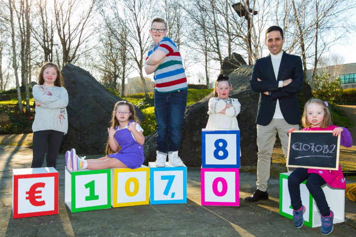 Pictured is Antonio Prochilo, Factory Manager at Wyeth Nutritionals Ireland Ltd with Úna Connell, Andre Gleeson, Cara Lynch, Lacey O’Reilly, Lilly May Killion. Photo: Shane O'Neill, SON Photographic