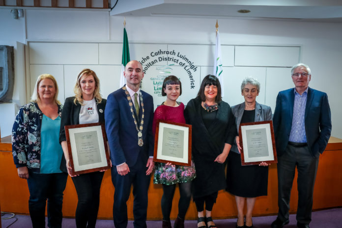 1-4-19 LCCC Mayoral Reception -2 Mayoral Reception which was accorded t, Dr. Jennifer McMahon ( spoken for by Claire Flynn, Limerick Mental Health ) Emma Langford ( spoken for by Valarie Dolan )and Sr. Helen Culhane ( spoken for by Philip Mortell, Chairman of the Board Limerick Greif Centre) by Cllr. Daniel Butler, Mayor of the Metropolitan District of Limerick in City Hall Merchants Quay. Picture: Keith Wiseman