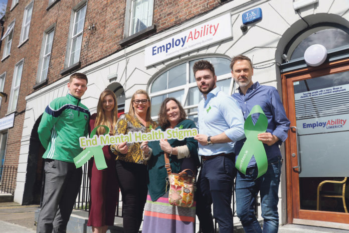 Kevin Downes, Meghann Scully, Ursula Mackenzie, Amanda Clifford, Patrick McLoughney and Richard Lynch at the launch of the 'Time to talk' initiative Photo: Conor Owens/ilovelimerick.