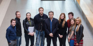 Fergal Keane, pictured with UL Journalism students at his last visit to the university. Picture: Alan Place/FusionShooters.