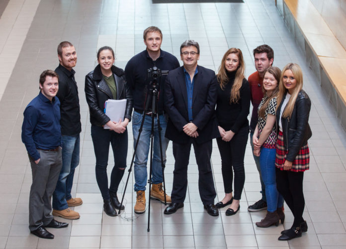 Fergal Keane, pictured with UL Journalism students at his last visit to the university. Picture: Alan Place/FusionShooters.