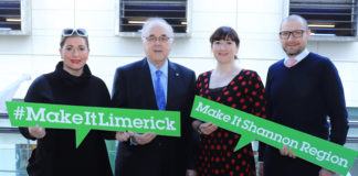 Pictured at the Shannon Region Conference & Sports Bureau Annual Membership Meeting 2019 in the Savoy Hotel are Manager Karen Brosnahan, Chairman Tony Brazil, Lynda Reilly, Fáilte Ireland, and Donnacha Hurley, General Manager of the Absolute hotel. Picture: Conor Owens/ilovelimerick.