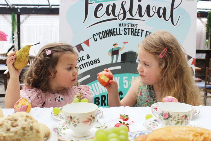 Ellie Manning and Sadbh Hogan getting ready for the Castleconnell Feastival on Sunday.