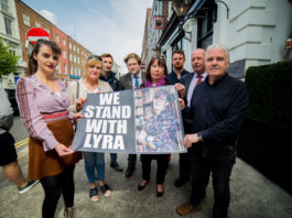Members of Limerick's local media attend a vigil remembering Lyra McKee. Photo: Cian Reinhardt