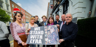 Members of Limerick's local media attend a vigil remembering Lyra McKee. Photo: Cian Reinhardt