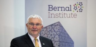 Michael Zaworotko, Bernal Chair of Crystal Engineering & Science Foundation of Ireland Research Professor at the University of Limerick speaking at the first of the Bernal Institute’s Distinguished Lecture Series at University of Limerick. Pic Sean Curtin True Media.