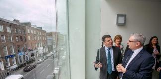 Pictured are BDO Limerick Managing Partner Denis Herlihy and Minister for Finance & Public Expenditure and Reform Paschal Donohoe during a tour of the offices on O’Connell Street Limerick.Pic Arthur Ellis.
