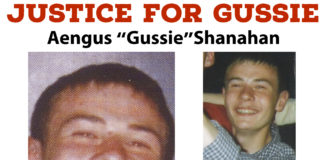 The poster issued by the family of Aengus 'Gussie' Shanahan.