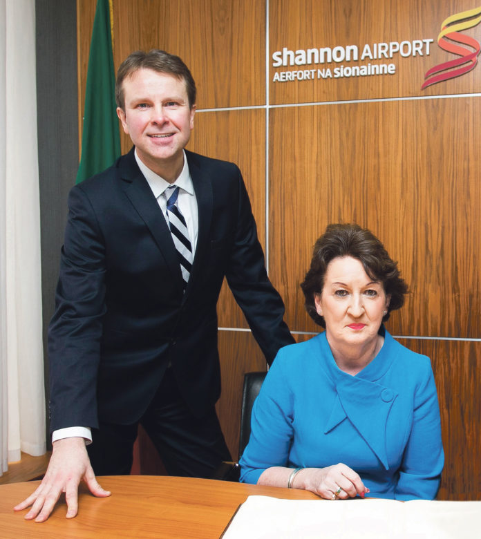 Shannon Group chief executive Matthew Thomas with Group Chairman Rose Hynes.