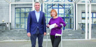 Trina O'Dea with Niall Collins TD after submitting her nomination papers. Photo: Eamon Doody