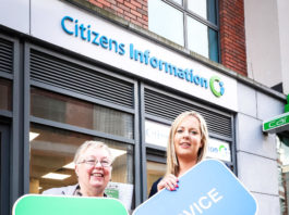 Marion Browne and Edel Conlon at the launch of the Threshold advice clinic on Tuesday. Photo: Keith Wiseman