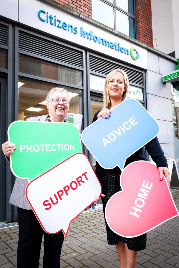 Marion Browne and Edel Conlon at the launch of the Threshold advice clinic on Tuesday. Photo: Keith Wiseman