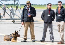 Security at Shannon Airport awaiting the arrival of President donald Trump. Photo: Cian Reinhardt