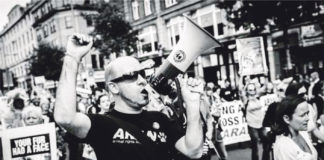 Limerick animal rights activist John Carmody protesting against the fur farming trade. Photo: Marcin Muca