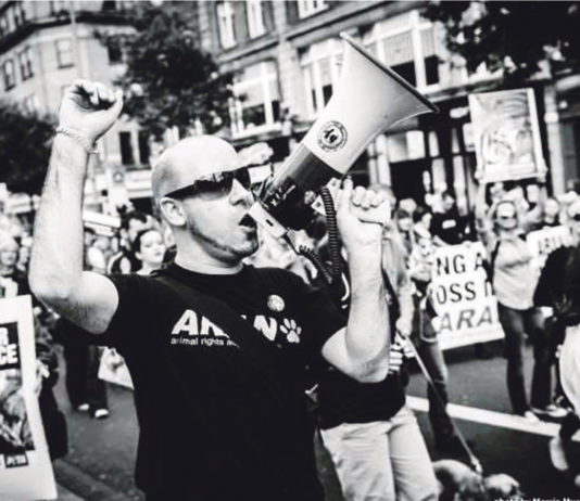 Limerick animal rights activist John Carmody protesting against the fur farming trade. Photo: Marcin Muca