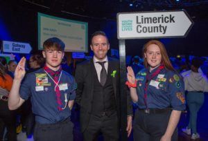 Caillum Hedderman and Aoife Kiely from Limerick County scouts meeting Tom Neville TD at the National Youth Council of Ireland Showcase ‘Youth Work Changes Lives’ in the Mansion House, Dublin recently (19.06.19). The national youth work showcase brought together over 300 young people representing every constituency in Ireland to celebrate the value, diversity and vitality of youth work in Ireland. A key message emerging from the day was that hundreds of thousands of young people and their communities take part in and benefit from youth work, and that we need to sustain and increase funding for youth work to meet the needs of our growing youth population.