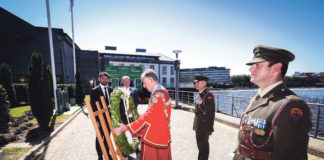 The Mayor of the City and County of Limerick, Councillor Michael Sheahan layed a wreath honouring those who lost their lives Picture: Keith Wiseman