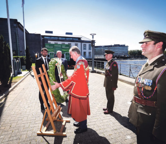 The Mayor of the City and County of Limerick, Councillor Michael Sheahan layed a wreath honouring those who lost their lives Picture: Keith Wiseman