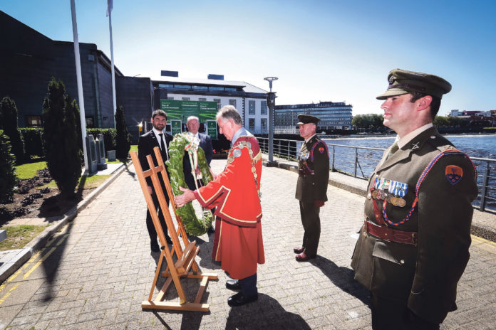 The Mayor of the City and County of Limerick, Councillor Michael Sheahan layed a wreath honouring those who lost their lives Picture: Keith Wiseman