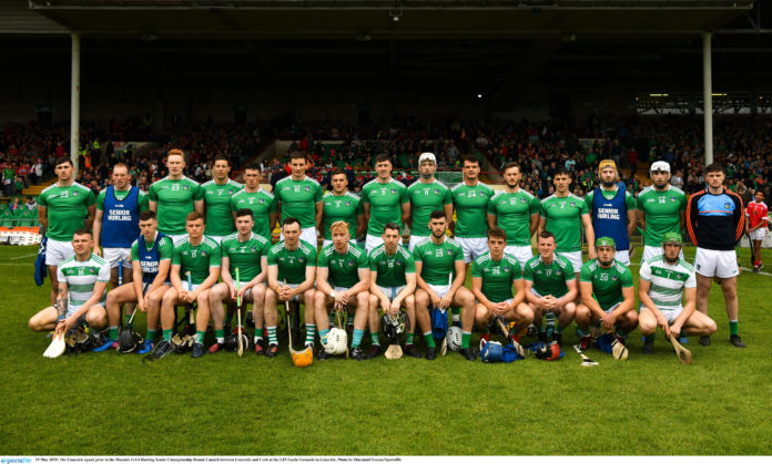 19 May 2019; The Limerick squad prior to the Munster GAA Hurling Senior Championship Round 2 match between Limerick and Cork at the LIT Gaelic Grounds in Limerick. Photo by Diarmuid Greene/Sportsfile