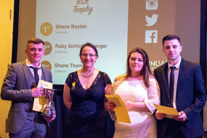 LYS trainees Shane Boylan, Tameka Bell (on behalf of Ruby Schlictenberger) & Shane Thompson with Sarah Autton, ABST. LYS won first, second & third place in the BSB category