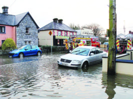 The scene in Foynes when the Shannon broke its banks in January 2014.