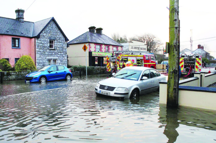 The scene in Foynes when the Shannon broke its banks in January 2014.