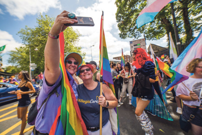 Ellen and Barb McKenzie celebrating their honeymoon at Limerick Pride 2019. Photo: Cian Reinhardt