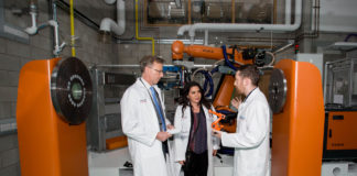 Pictured during a demonstration and tour of the facilities at the Bernal Institute, Analog Devices Building were, Chief Operating Officer and Registrar Gerry OÕBrien, California State Senator Susan Rubio and Dr. Eoin Hinchy, Bernal Institute, UL. Picture: Alan Place
