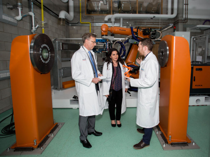 Pictured during a demonstration and tour of the facilities at the Bernal Institute, Analog Devices Building were, Chief Operating Officer and Registrar Gerry OÕBrien, California State Senator Susan Rubio and Dr. Eoin Hinchy, Bernal Institute, UL. Picture: Alan Place