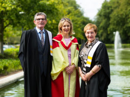 Professor Norelee Kennedy with her parents Pat and Phyllis at the UL graduation ceremony on Tuesday. Photo: Oisin McHugh