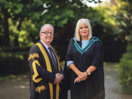 University of Limerick President Dr Des Fitzgerald With Minister of State Mary Mitchell O'Connor at last Sunday's graduation ceremony. Photo: Sean Curtin