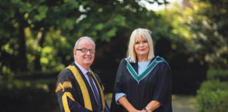 University of Limerick President Dr Des Fitzgerald With Minister of State Mary Mitchell O'Connor at last Sunday's graduation ceremony. Photo: Sean Curtin