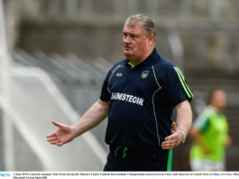 Limerick manager John Ryan during the Munster Ladies Football Intermediate Championship match between Clare and Limerick at Cusack Park in Ennis, Co Clare. Photo by Diarmuid Greene/Sportsfile