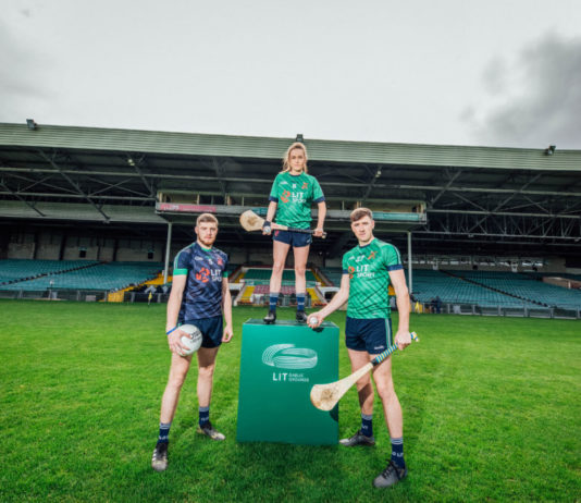 Brian Fanning - Pallasgreen, Laura O Neill - Na Piarsaigh and Diarmuid Byrnes - Patrickswell pictured at the LIT Gaelic Grounds to launnch the LIT Gaelic Grounds Scholarships in Limerick today. Pic. Brian Arthur