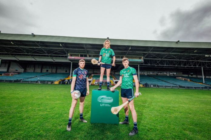 Brian Fanning - Pallasgreen, Laura O Neill - Na Piarsaigh and Diarmuid Byrnes - Patrickswell pictured at the LIT Gaelic Grounds to launnch the LIT Gaelic Grounds Scholarships in Limerick today. Pic. Brian Arthur