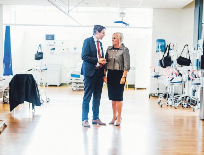 Health Minister Simon Harris with UL Hospitals Group chief executive Professor Colette Cowan. Photo: Brian Arthur.