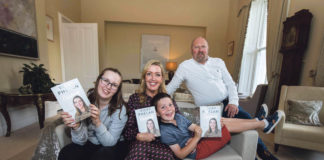 Vicky Phelan with her family, Amelia, Darragh and Jim at the launch of her book at the University of Limerick. Photo: Alan Place