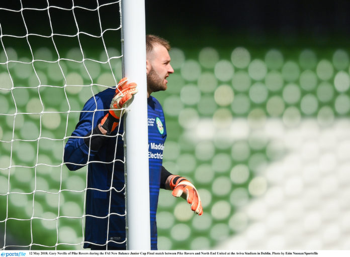 Gary Neville of Pike Rovers during the FAI New Balance Junior Cup Final match between Pike Rovers and North End United at the Aviva Stadium in Dublin. Photo by Eóin Noonan/Sportsfile