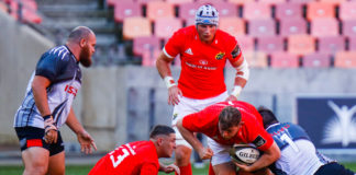 Liam O'Connor of Munster is tackled during the Guinness PRO14 Round 2 match between Isuzu Southern Kings and Munster at Nelson Mandela Bay Stadium in Port Elizabeth, South Africa. Photo by Michael Sheehan/Sportsfile