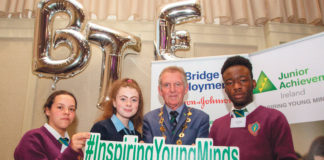Mayor Michael Sheahan with students from Ardscoil Mhuire and Thomond Community College at the launch of the BTE programme.